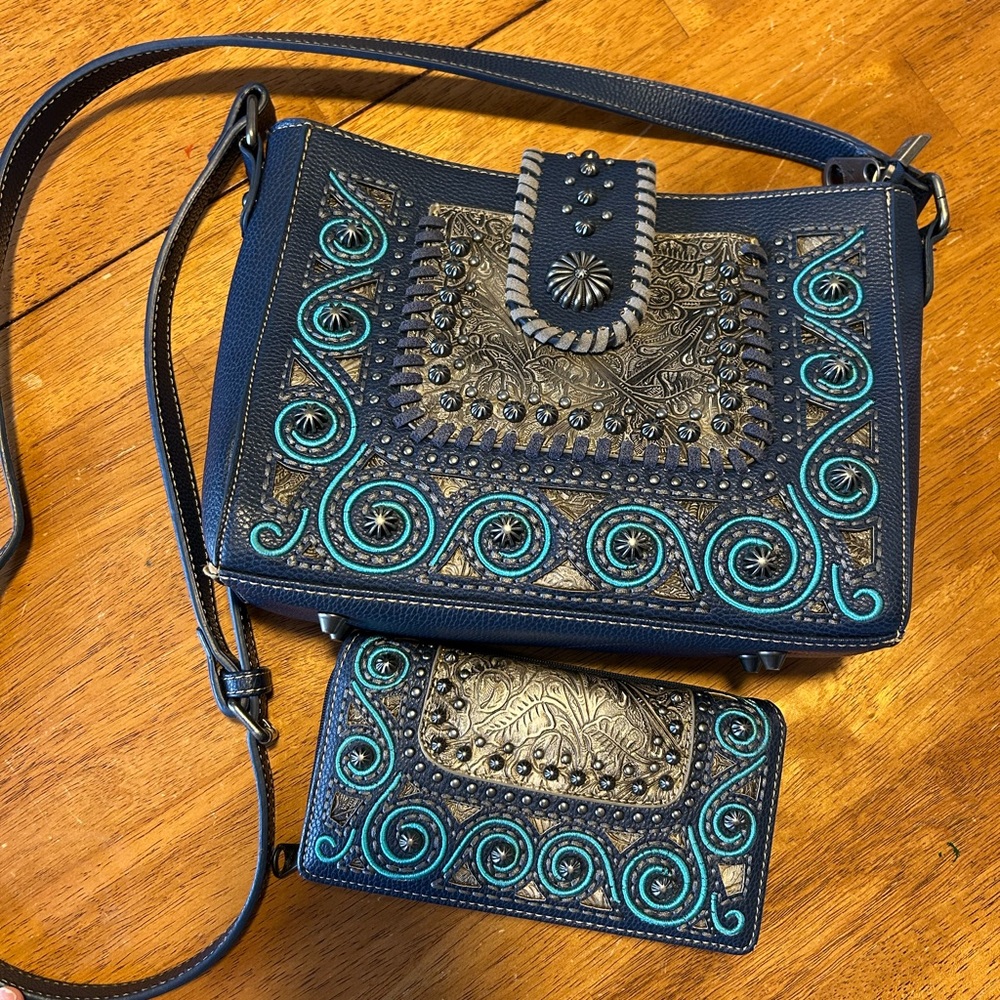 Montana West Blue and Silver Women's purse & wallet